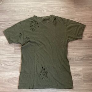Distressed Olive Green T-Shirt